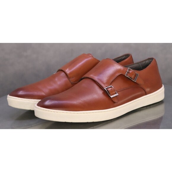 Nordstrom Shop $180 Men\'s Double Monk Strap Sneakers Shoes Sz 12 M Leather Brown main image 9